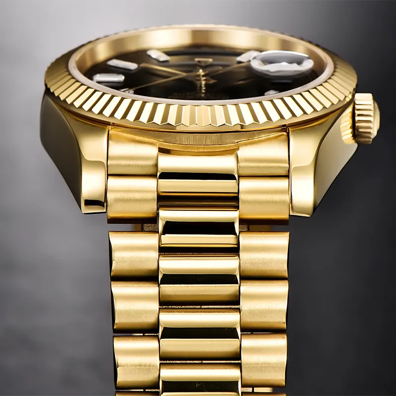 Pagani Design PD-1752 Day-Date Black Dial Gold-tone Men's Watch